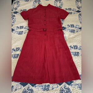Anne Klein - Red Short-Sleeve Belted Dress